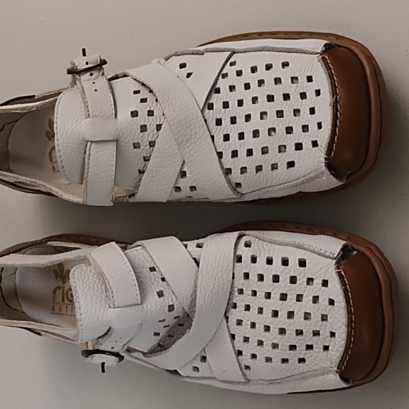 Riekers Antistress White & Saddle Brown Perforated Leather Loafer - Picture 4 of 12